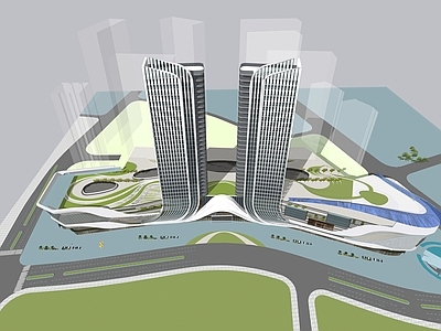 现代商业综合体景观 商业综合体 酒店建筑 露天花园 屋顶公园 城市综合体