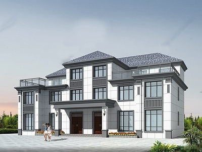 别墅建筑 双拼别墅施工图