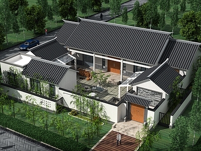 别墅建筑 农村一层自建房