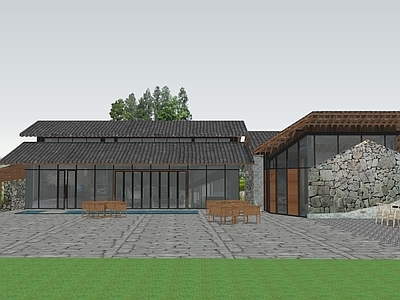 新中式民宿建筑 民宿 中式建筑 小院