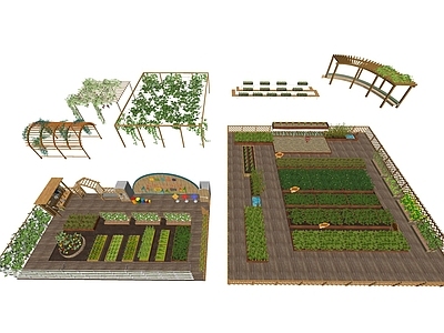 自然原木风屋顶花园 幼儿园种植区 植物廊架 农家乐 菜园庭院 屋顶花园
