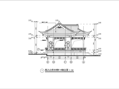 仿古建筑 园林水榭 江南园林 旅游景区 施工图