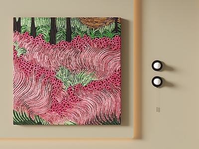 奶油风儿童挂画 现代装饰画 轻奢挂画 女孩房装饰画 油画 肌理画