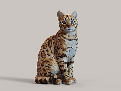 原木风雕塑摆件 猫美陈 豹猫 猫咪雕塑 木雕 猫摆件