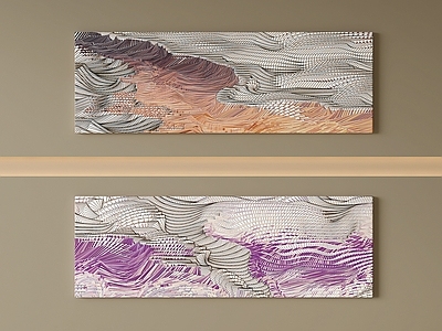 null抽象挂画 肌理画 手工装饰画 长条挂画