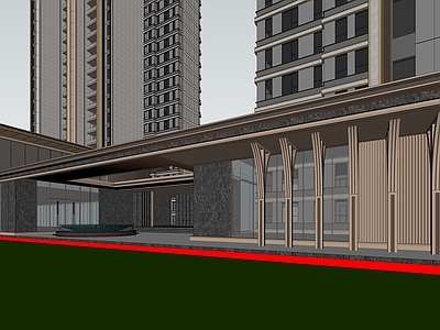 现代主义小区建筑 入口示范区 沿街商业
