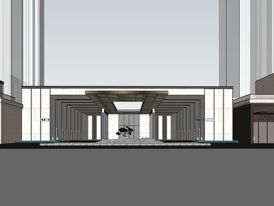新中式小区建筑 昕水岸入口 沿街商业 现代大门