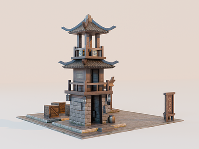 中式古建筑 古代建筑 古代军营 古代瞭望塔 古代箭塔 古代箭楼