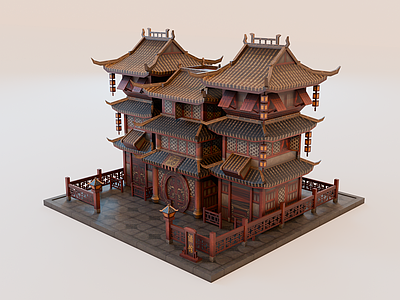 中式餐饮建筑 怪建筑 古代酒楼酒馆 古代街道建筑 古代楼房
