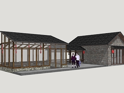 新中式餐饮建筑 古建商业街 古建商业建筑 仿古商业建筑