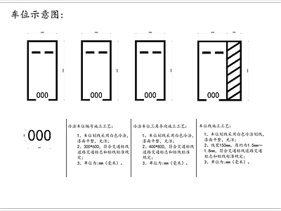 交通工具图库 车位划线尺寸大样
