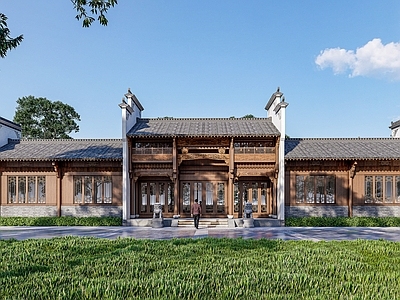 新中式四合院 中式四合院 古建四合院 自建房四合院