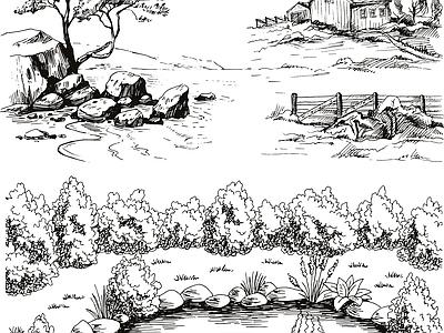 其他图库 线稿 花纹 贴图 风景 纹理