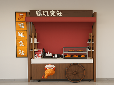 新中式餐车 网红摊位 炸鸡店 夜市餐车 创意餐车摊位 商业街
