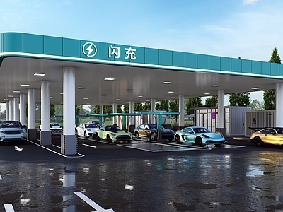 现代主义停车场 比亚迪闪充站 闪充站 充电站 比亚迪超级闪充站