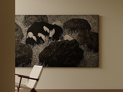 侘寂挂画 现代挂画 黑白挂画 油画 客厅挂画 书房挂画