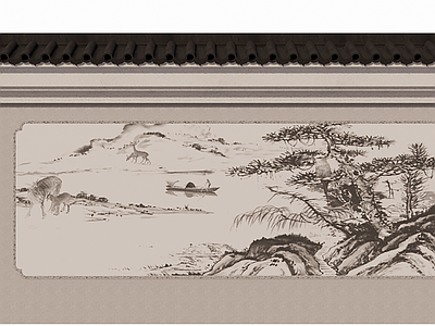 新中式围墙 日式景墙景观小品