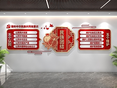 新中式党建室 民族团结文化墙 党建文化墙