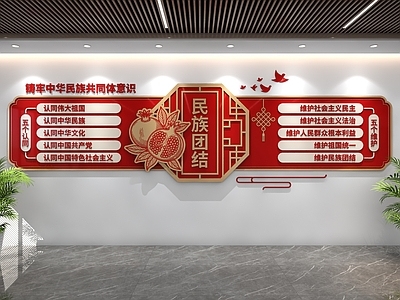 新中式党建室 民族团结文化墙 党建文化墙
