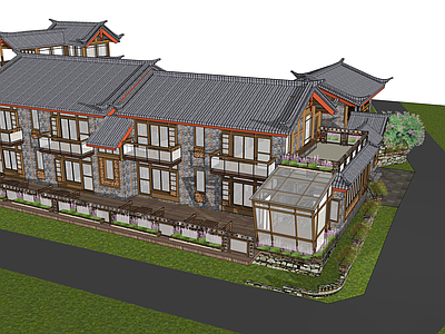 新中式民宿建筑 民宿驿站 传统建筑