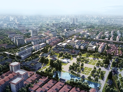新中式鸟瞰规划 中式居住区