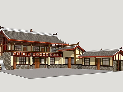 新中式乡村民房 彝族民居 彝族民房 彝族风格建筑 少数民族建筑