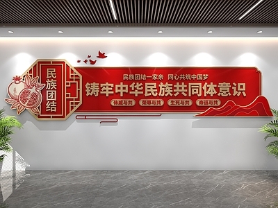 新中式党建室 民族团结文化墙 党建文化墙