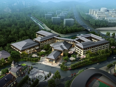 新中式酒店建筑 新中式酒店 酒店