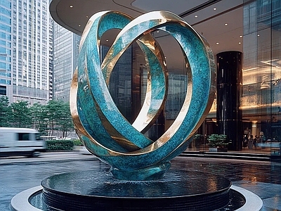 现代主义雕塑摆件 现代 抽象 水景