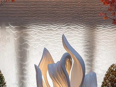 新中式景观雕塑摆件 莲花 抽象 水景