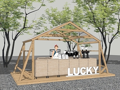 现代快闪摊位 木屋摊位 咖啡店 奶茶店 售卖亭