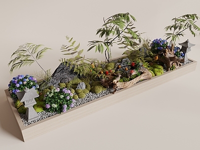 禅意花境 植物造景 苔藓 植物堆 枯木绿植 室内景观