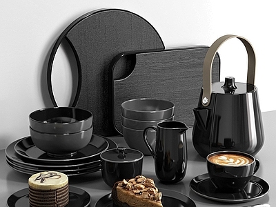 极简餐具 厨房黑色餐具用品