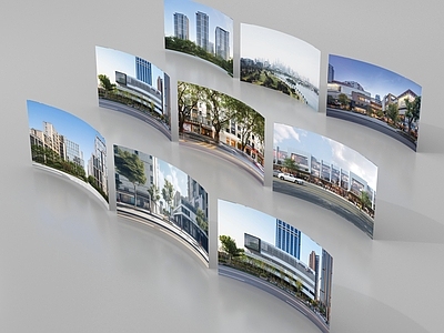 现代主义鸟瞰规划 环绕背景城市背景 森林背景外景贴图