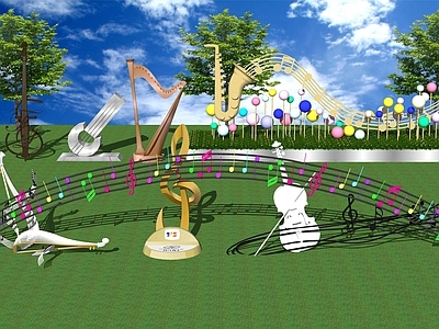 现代公园绿地装置 主题公园广场小品 音乐音符乐谱雕塑