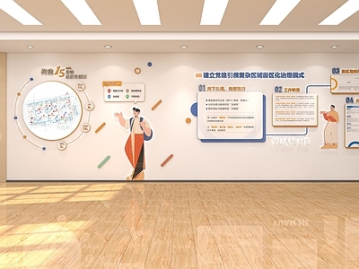 现代简约党建室 社区形象文化墙 社区文化建设