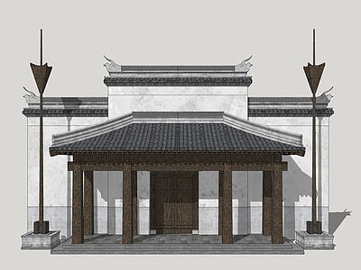 新中式入口大门 古代院门 入户门 景观大门