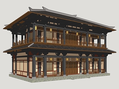 中式古建筑 汉风古建 唐风汉韵建筑 影视建筑