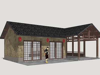 新中式民宿建筑 民俗商业街 滨水民居建筑 商业建筑 古代民居建筑