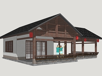 新中式民宿建筑 乡村商业街 民俗商业建筑 乡村民居建筑
