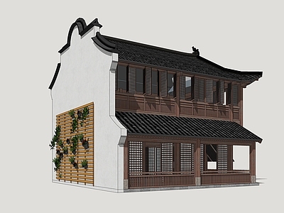 新中式民宿建筑 乡村商业街 民俗商业建筑 乡村古建筑 古建筑民居 滨水商业街
