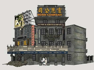 复古风格商业街 老上海商业建筑 民国风商业建筑 影视商业建筑