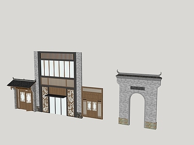 新中式入口大门 建筑门面
