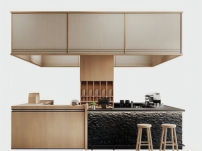 极简咖啡厅 现代咖啡厅吧台 操作台 咖啡操作台