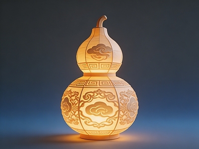新中式灯笼 葫芦灯 花灯 雕塑 美陈 AI渲染