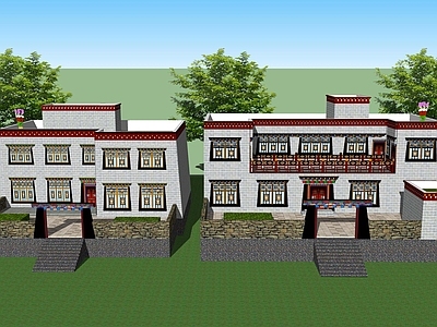 藏式建筑风格乡村民房 农村住宅建筑 民宿民房改造 乡村民居自建房