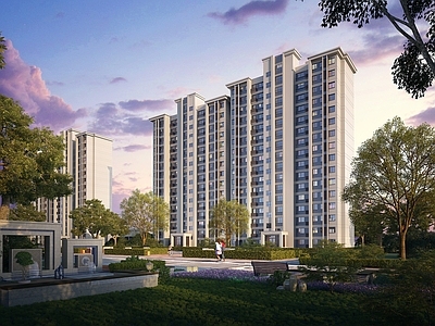 现代主义小高层住宅楼 现代小高层住宅