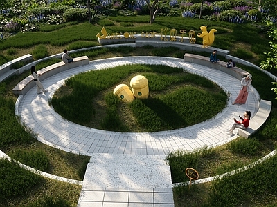 现代主义儿童游乐空间 圆形广场 圆形下沉空间 下沉空间