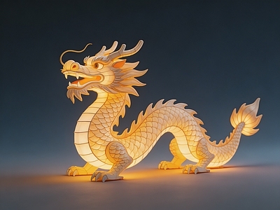 新中式雕塑摆件 龙灯 雕塑 美陈 AI渲染 摆件