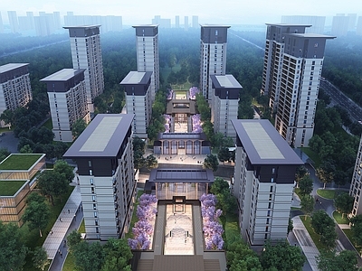 新中式小高层住宅楼 现代住宅